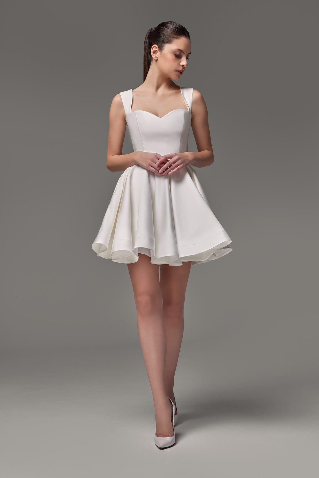 Short Satin Wedding Dress With Straps Rada