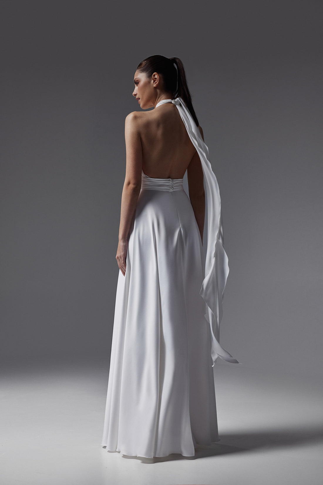 Silk Halter Neck Reception Dress Paris