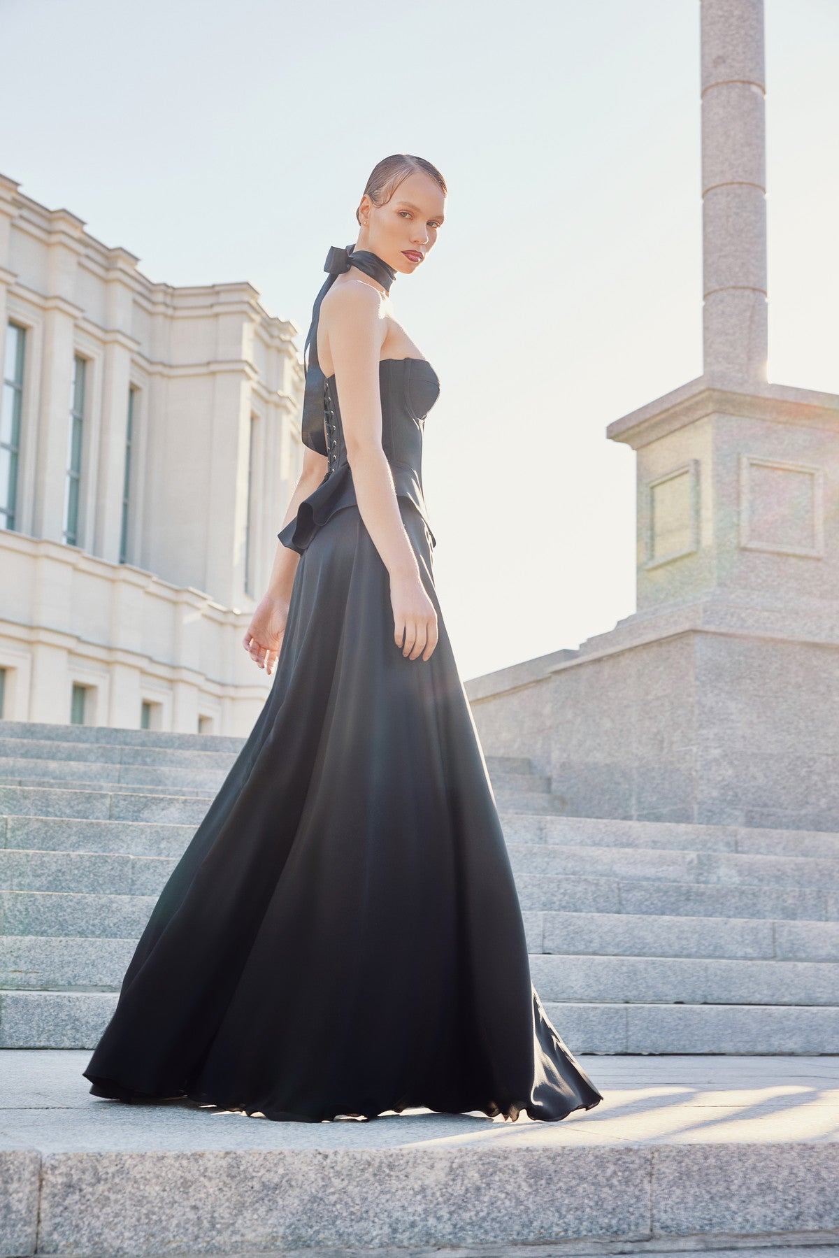Two Piece Formal Dress Aurelia | Silk A-line Skirt With Strapless Pepl Two Piece Formal Dress Aurelia | Silk A-line Skirt With Strapless Pepl