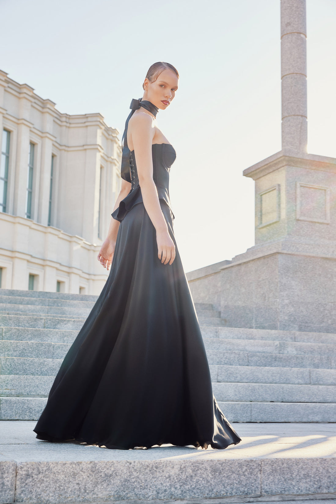 Two Piece Formal Dress Aurelia | Silk A-line Skirt With Strapless Peplum Corset