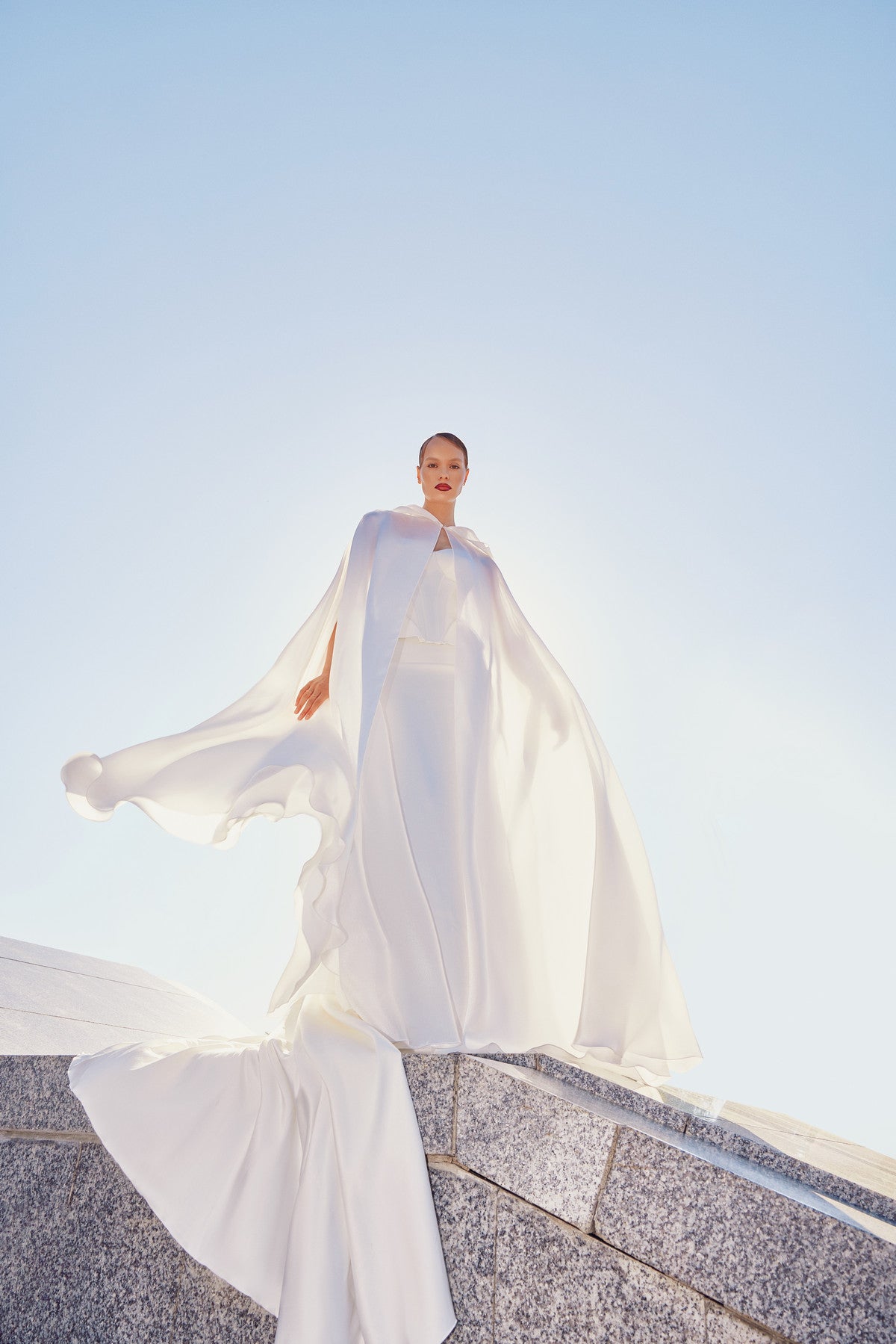 Bridal Chiffon Cover Up With Hood Wade Custom (Plus Size) / Red