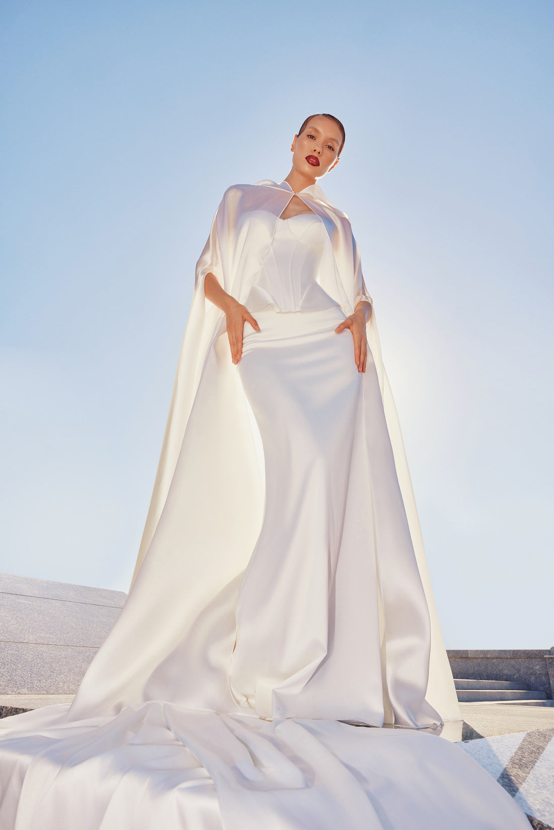 Bridal Chiffon Cover Up With Hood Wade