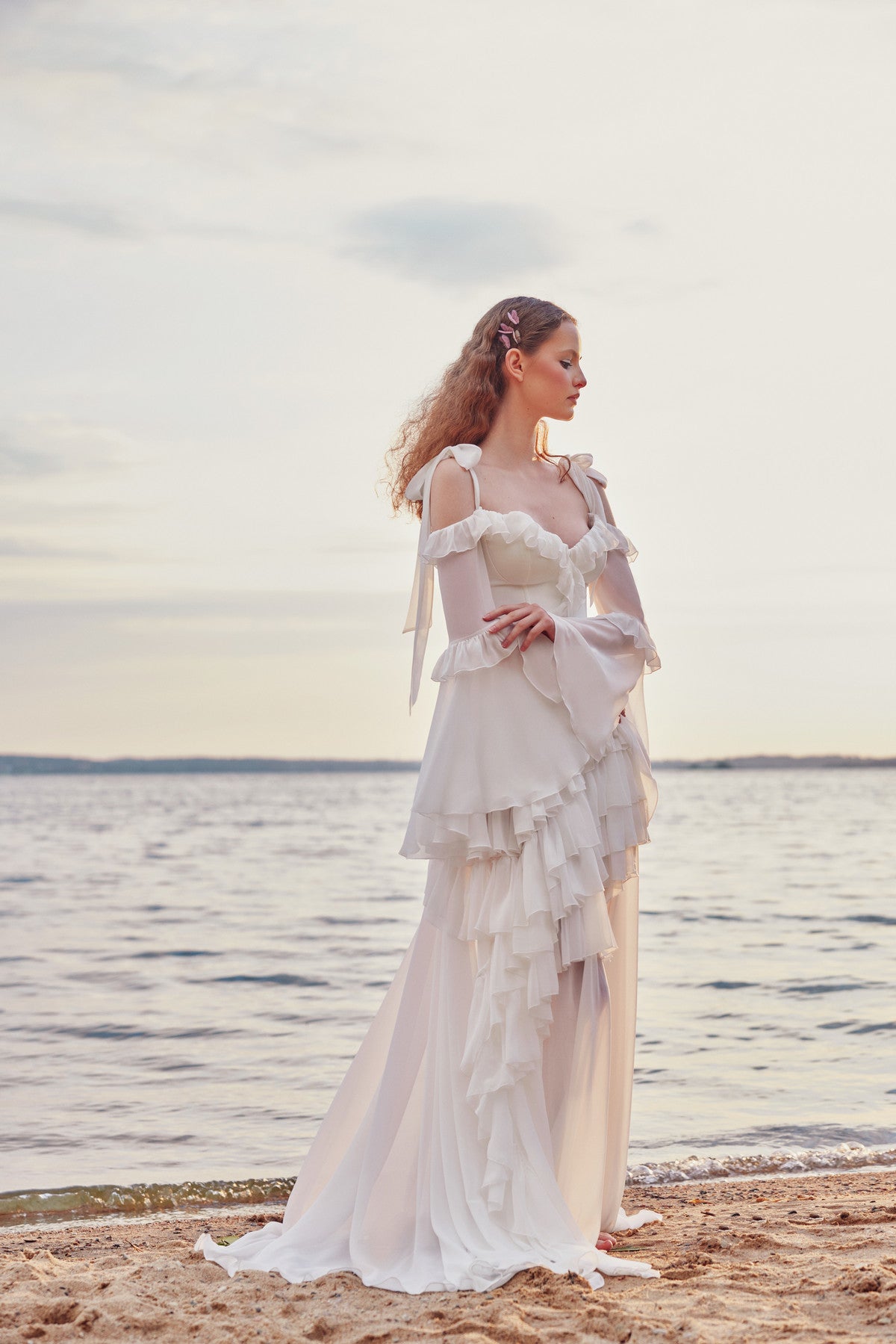 Unique Ruffle Two Piece Chiffon A-line Wedding Dress Riot