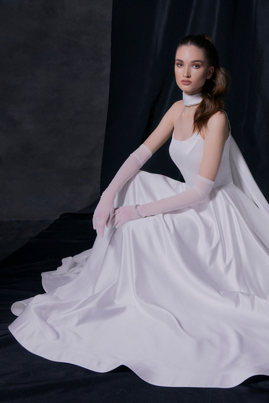 Satin Wedding Dress with Front Slit Amelia