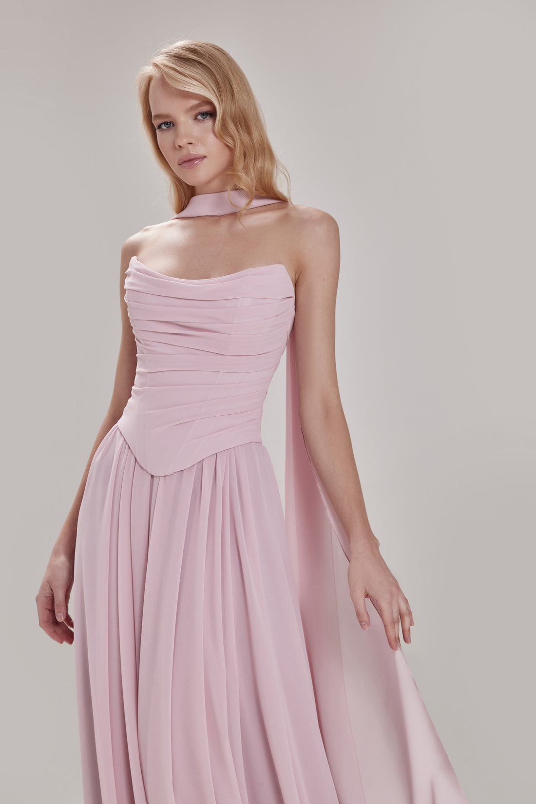 Two Piece Chiffon Corset Reception Dress Crystal | Simple Evening Dress