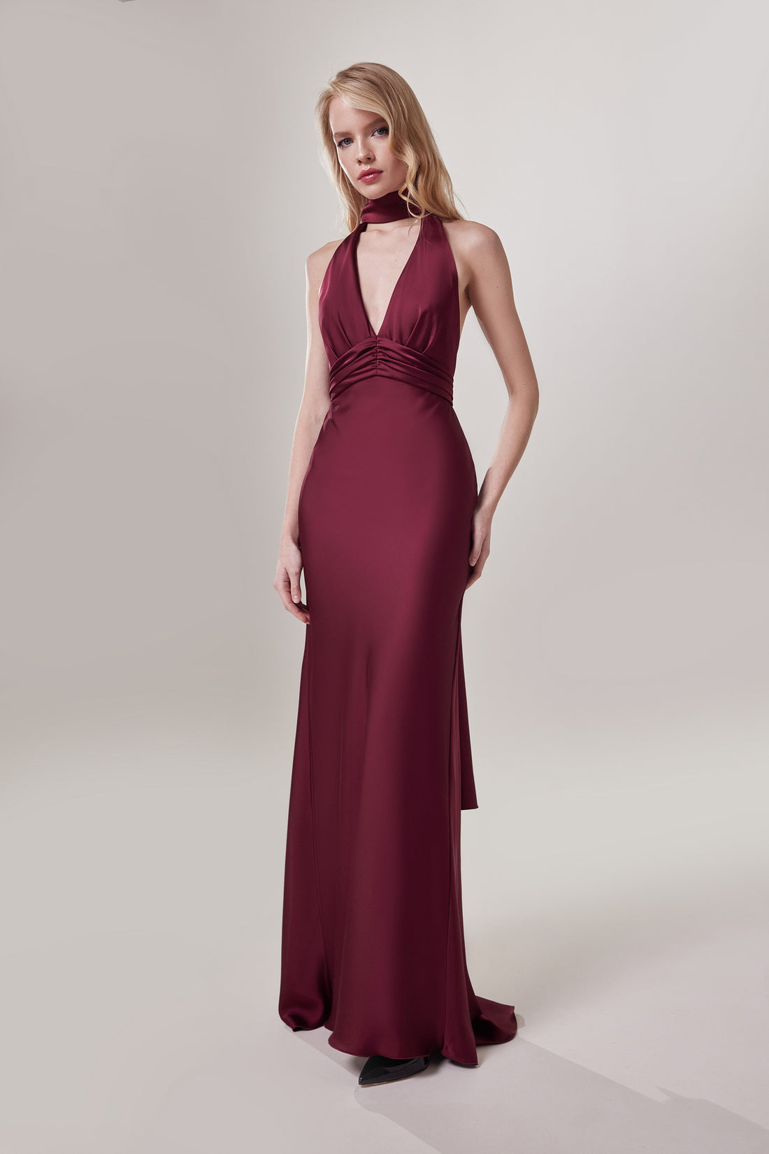 Elegant Long Satin Reception Dress Athena