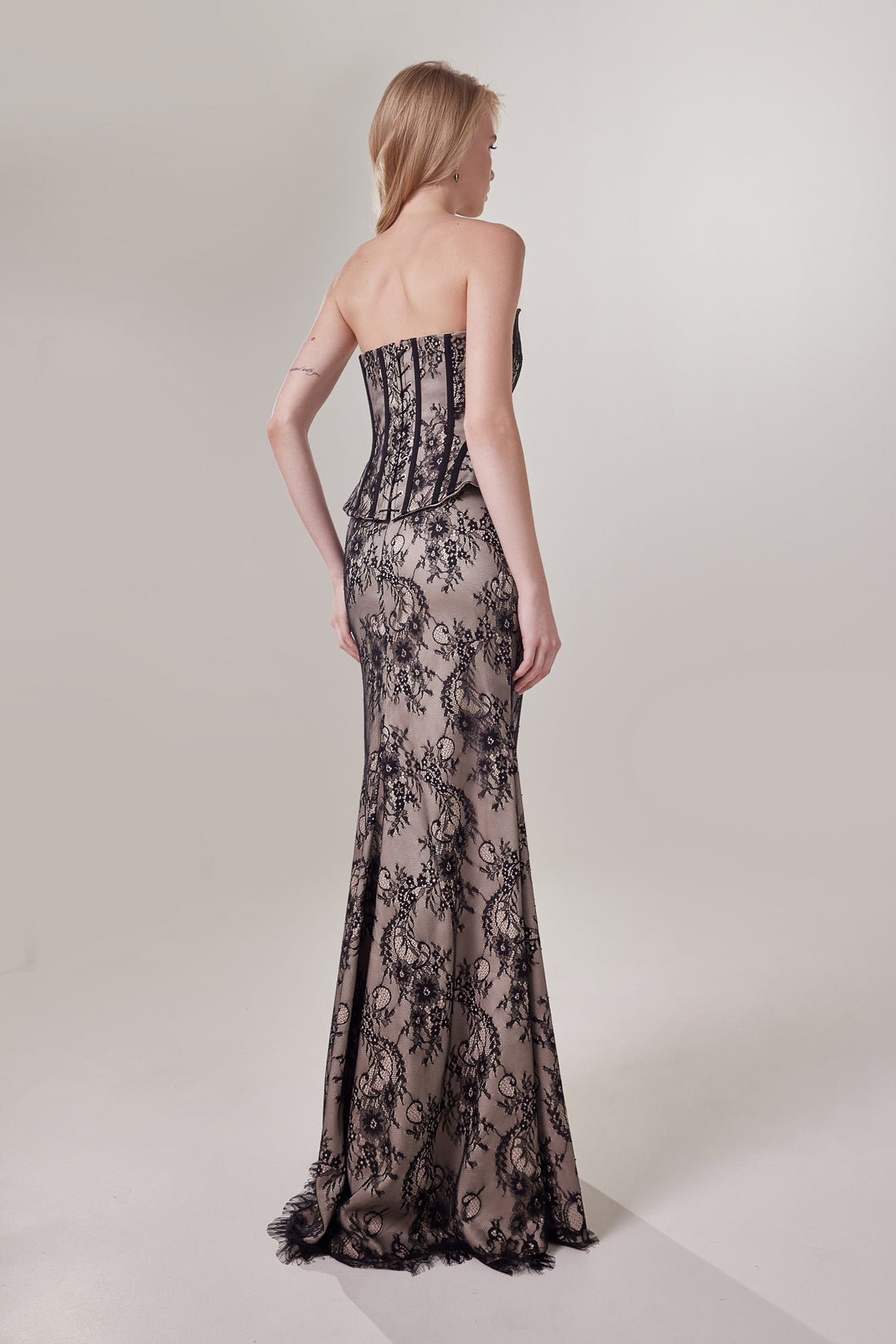 Two-Piece Lace Evening Dress Prima | Strapless Corset Minimalist Fit & Flare Gown