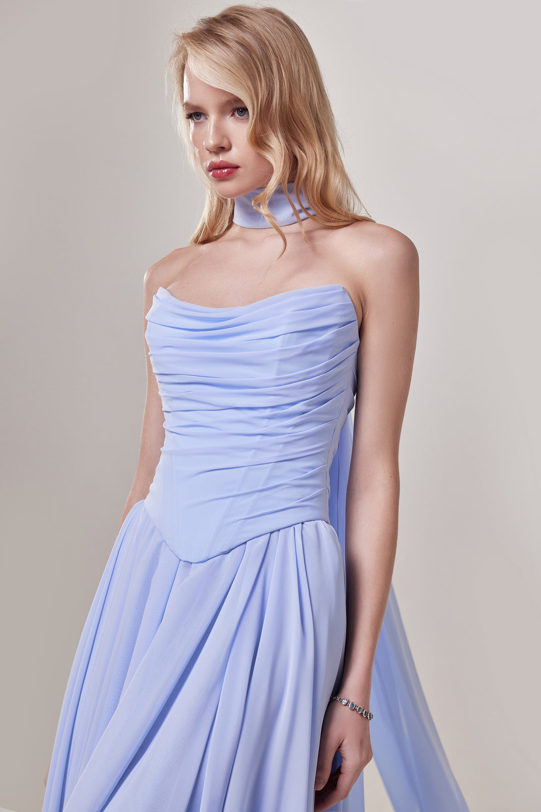 Two Piece Chiffon Formal Dress Crystal | Simple Corset Evening Dress