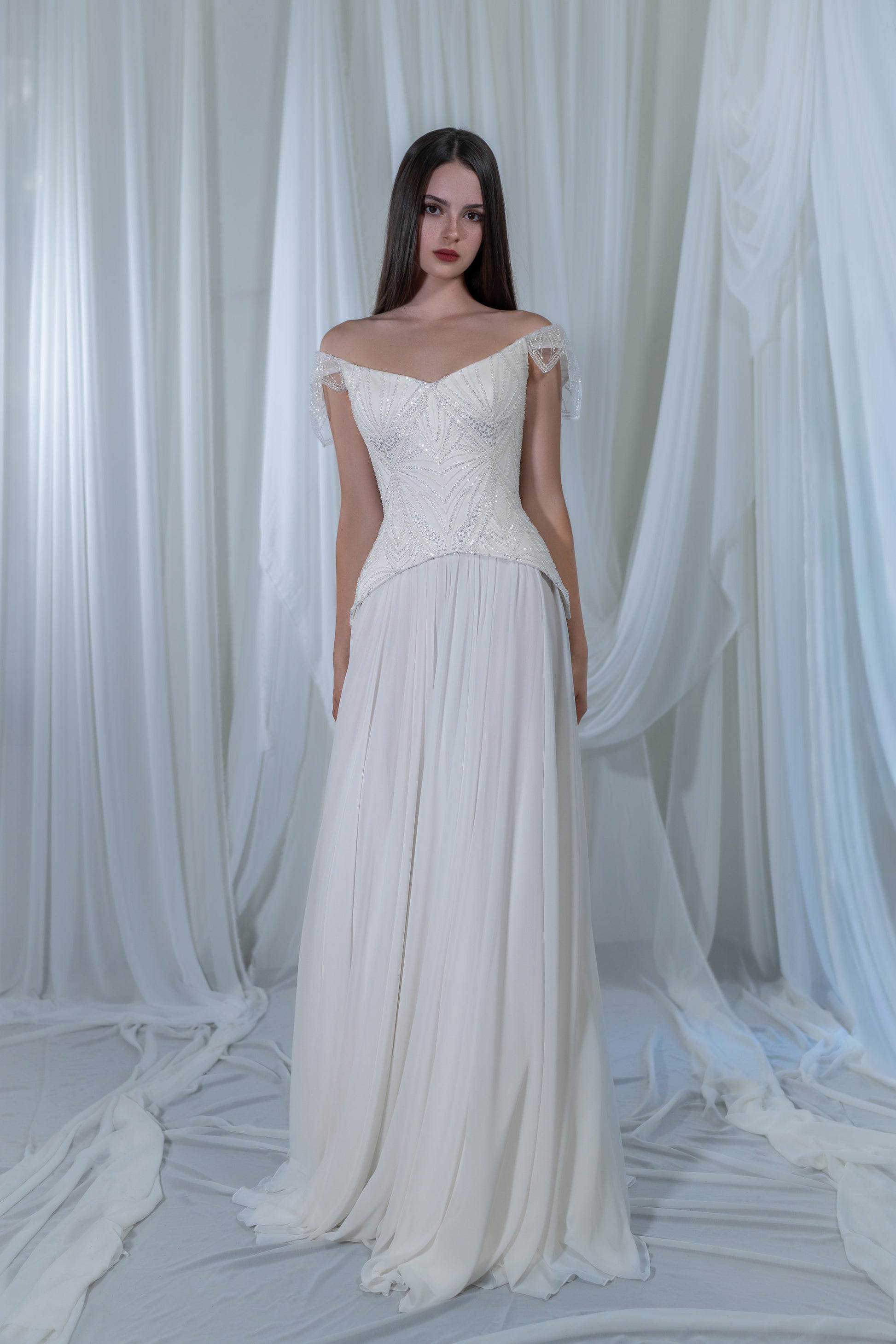 Beaded Bridal Drop Waist Corset Divine With Removable Cap Sleeves Beaded Bridal Drop Waist Corset Divine With Removable Cap Sleeves