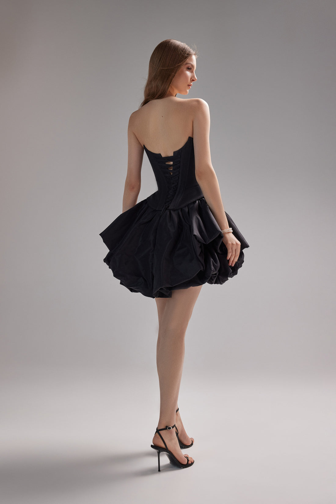 Two-Piece Taffeta Mini Evening Dress Amira with Corset Bodice And Balloon Skirt