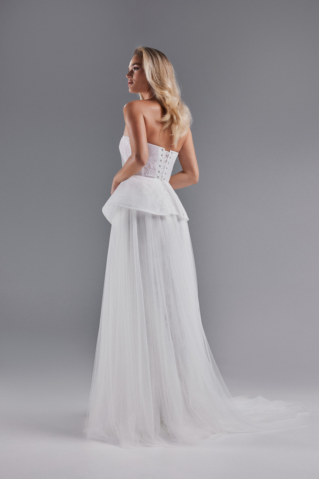 Basque Waist Lace Corset and Skirt With Cathedral Train Alla