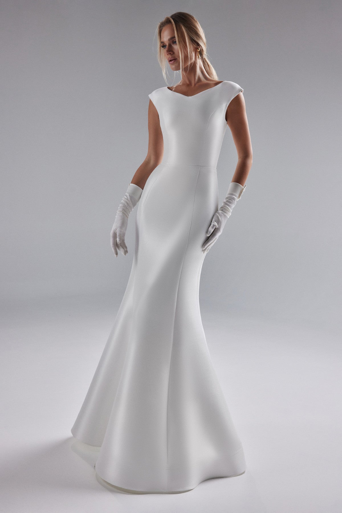 Mikado Mermaid Silhouette Wedding Dress Harper Made to Order / Off-white / 16 US (48 EU)