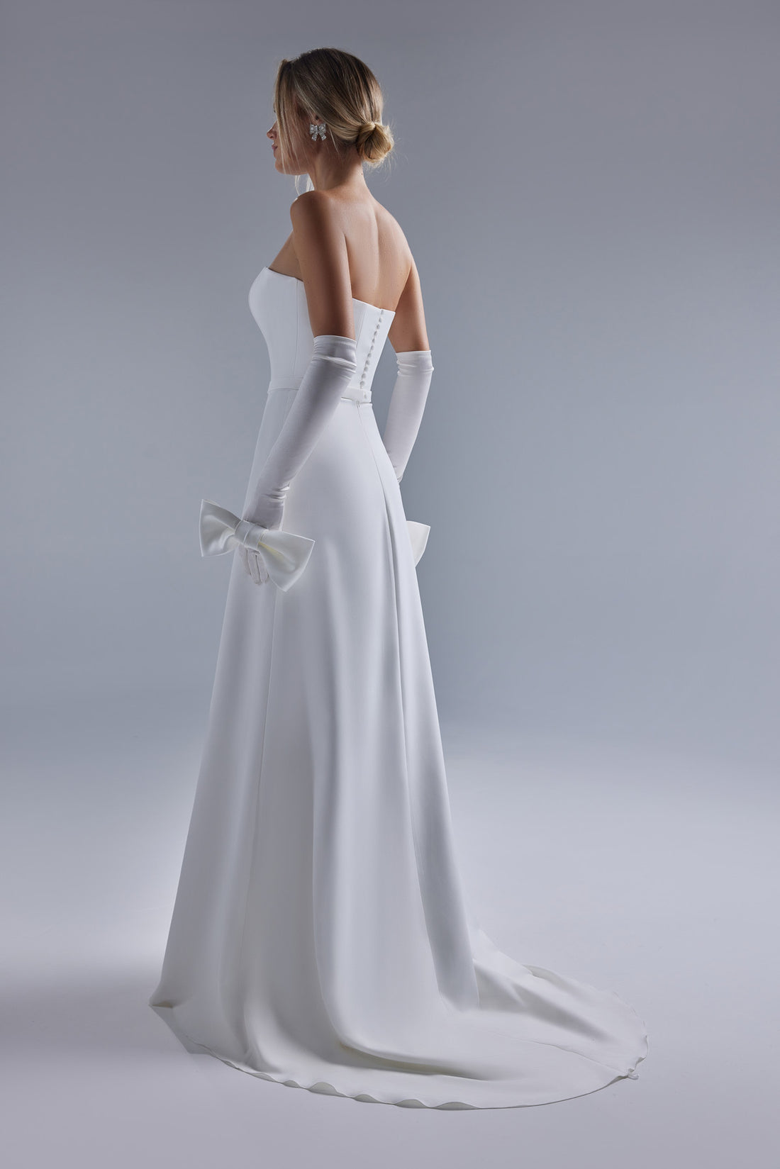 Elegant Strapless Crepe Fit and Flare Wedding Dress Adeline