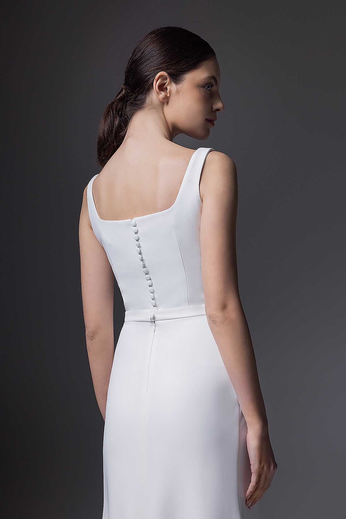 Sheath Silhouette Crepe Wedding Dress With Square Neck Bethany Made to Order / White / 2 US (34 EU) Sheath Silhouette Crepe Wedding Dress With Square Neck Bethany Made to Order / White / 2 US (34 EU)