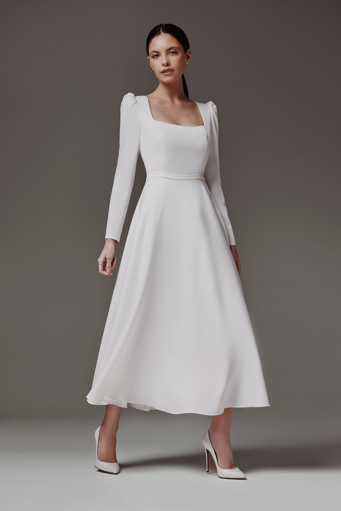 Modest Wedding Dress With Long Sleeve Camilla midi