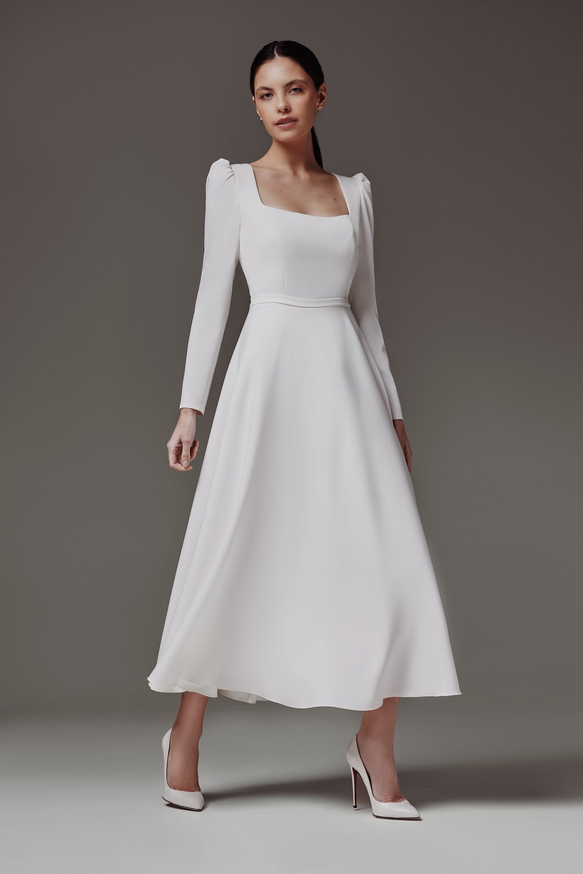 RTS Modest Wedding Dress With Long Sleeve Camilla midi 4 US (36 EU) / Ivory
