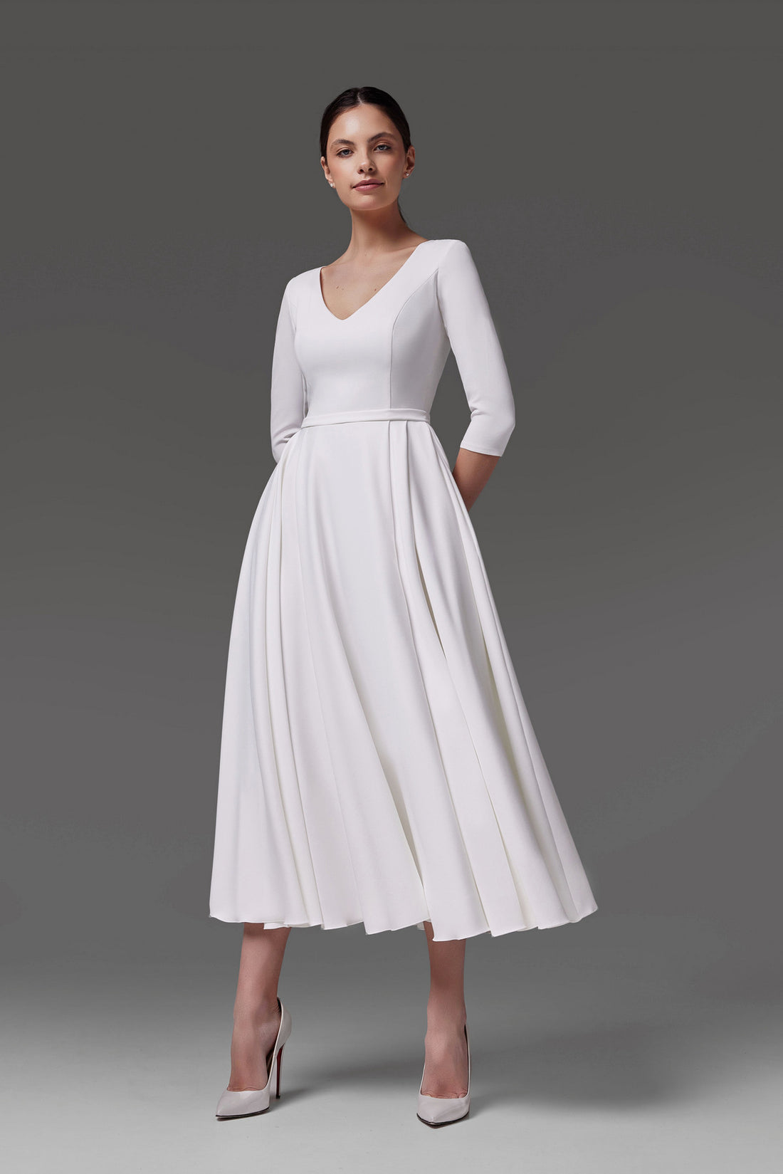 Modest Wedding Dress of Tea Length Lera