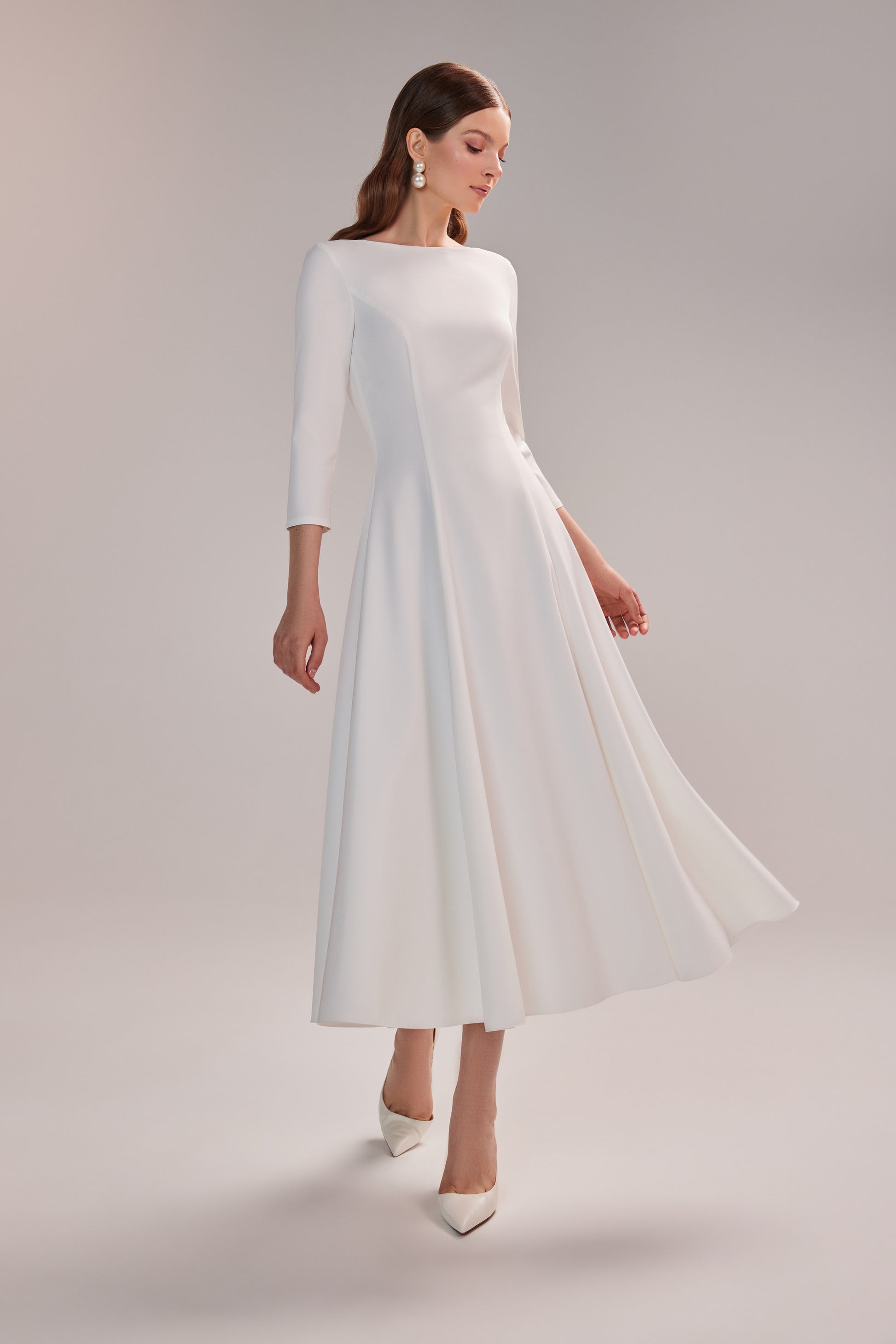 Modest Crepe Wedding Dress Stacy Modest Crepe Wedding Dress Stacy