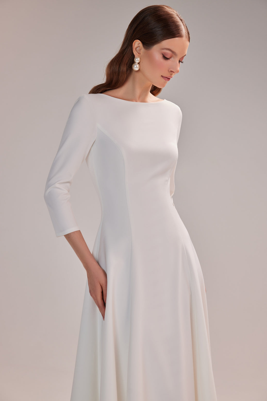 Modest Crepe Wedding Dress Stacy