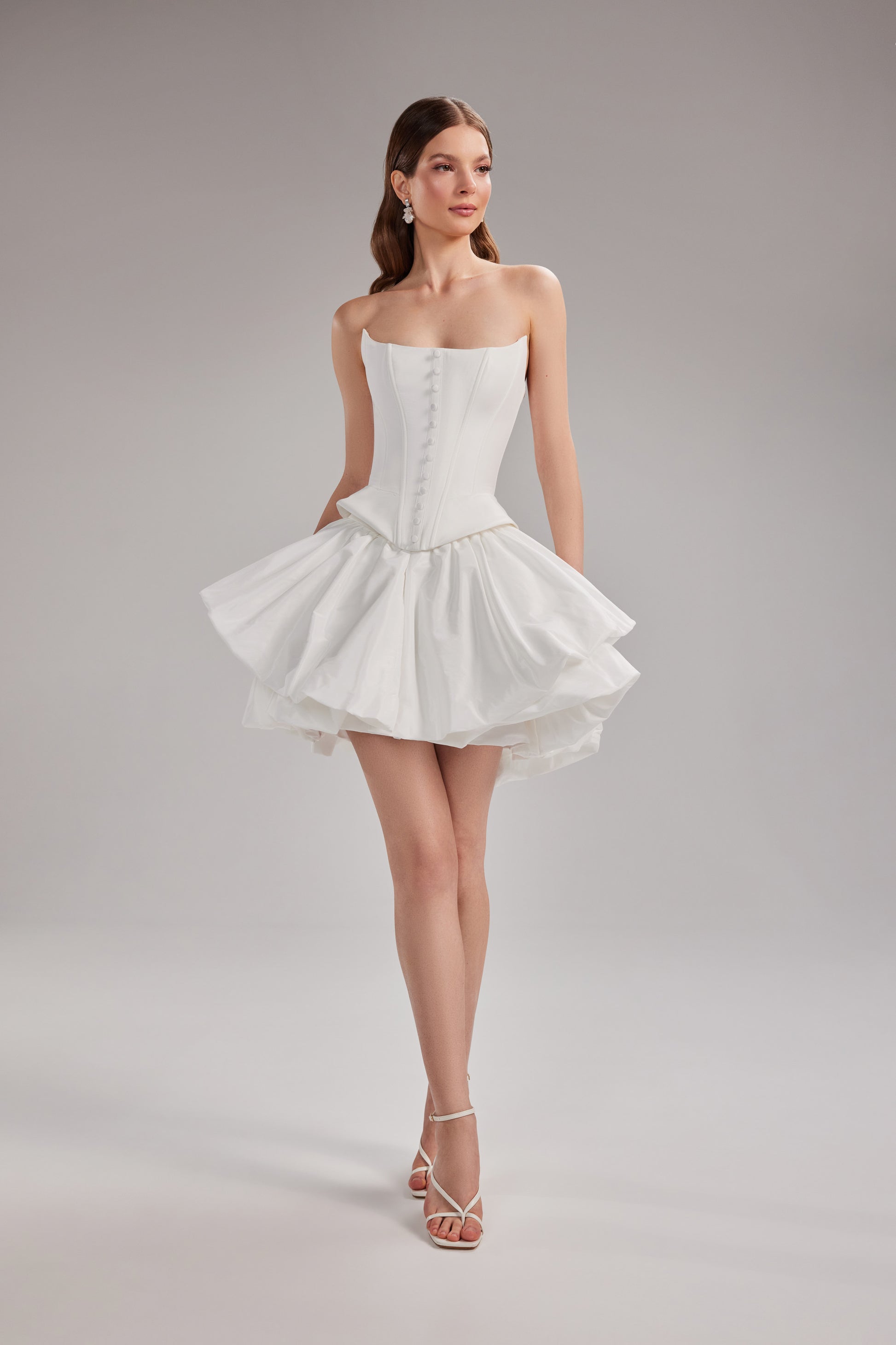 Two-Piece Taffeta Wedding Dress Amira with Corset Bodice and Balloon Skirt Custom (Plus Size) / Off-White Two-Piece Taffeta Wedding Dress Amira with Corset Bodice and Balloon Skirt Custom (Plus Size) / Off-White