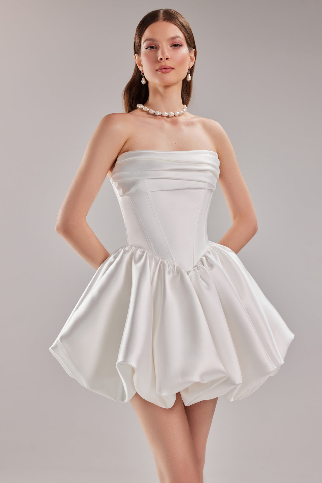 Mikado Corset Mini Wedding Dress Vanessa: Party & Bachelorette White Dress