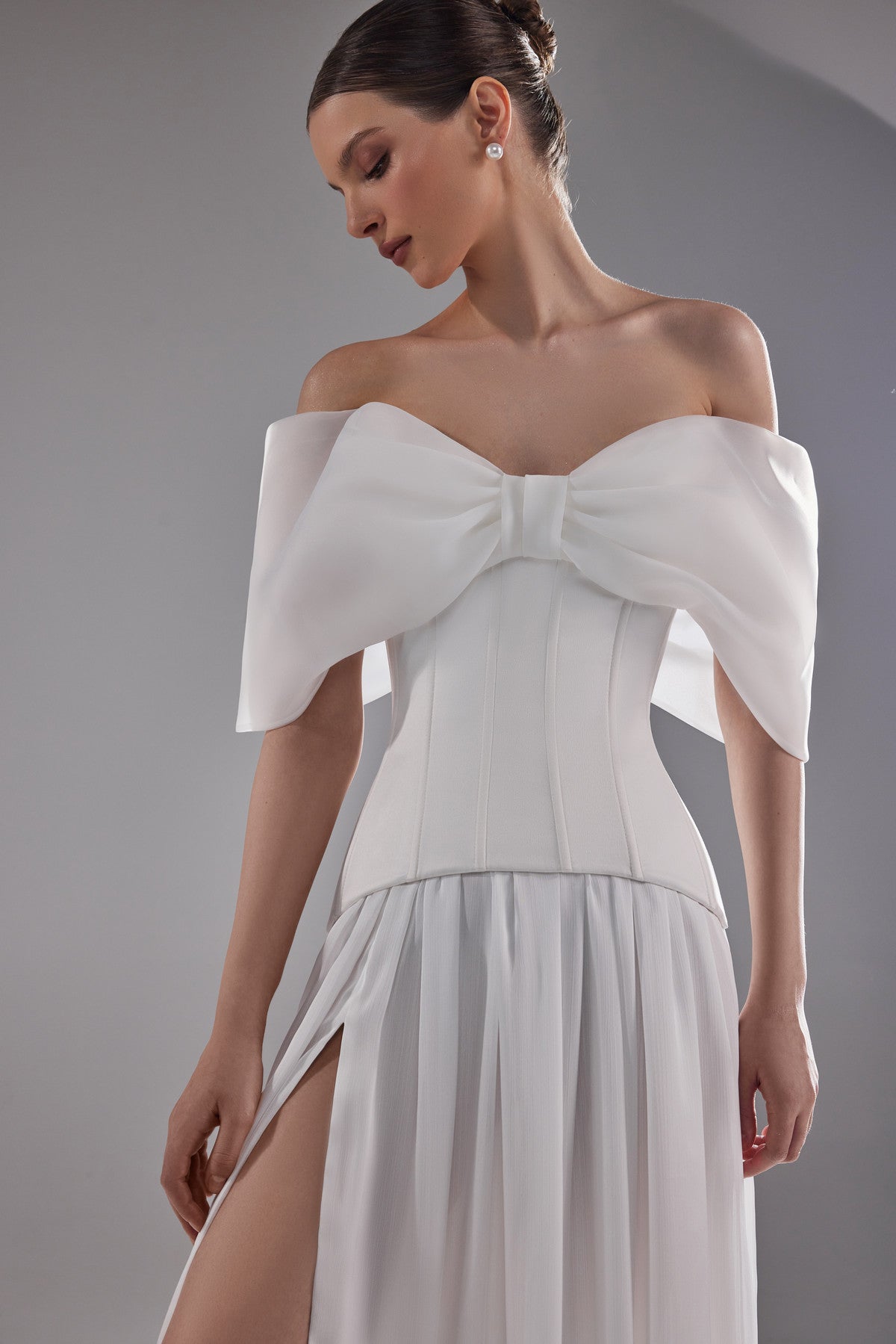 Strapless Satin Drop Waist Corset Blanche Made to Order / Off-white / 4 US (36 EU)