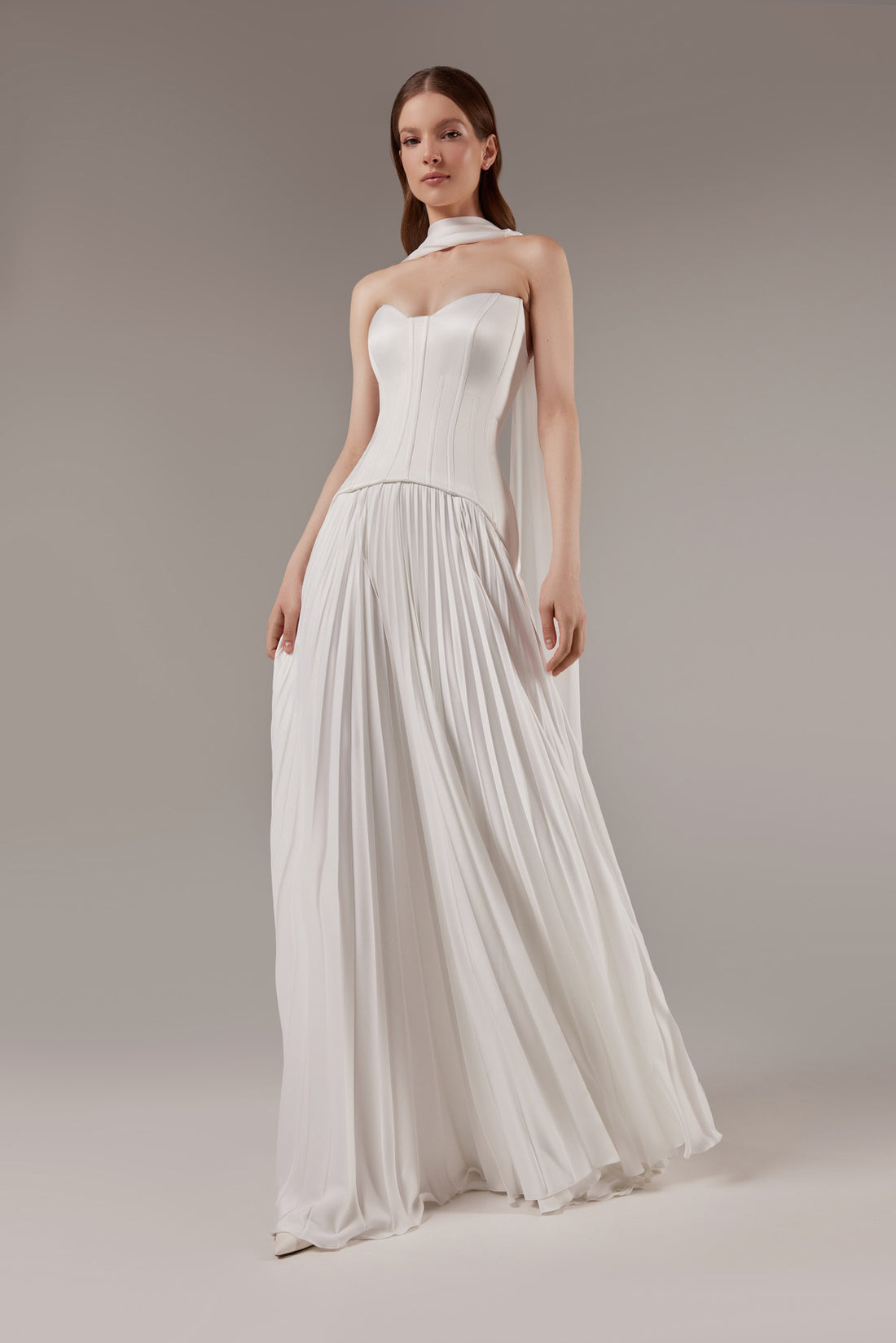 Strapless Satin Drop Waist Boned Corset Aphrodite
