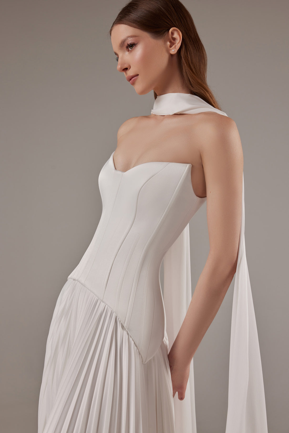 Strapless Satin Drop Waist Boned Corset Aphrodite
