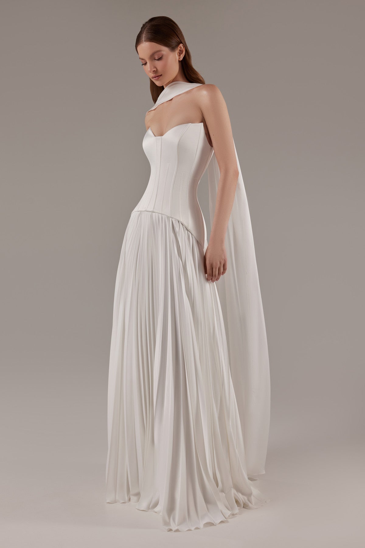 Silk Pleated Flowy Maxi Bridal Skirt Aphrodite Custom (0-12 US, 32-44 EU) / Off-white