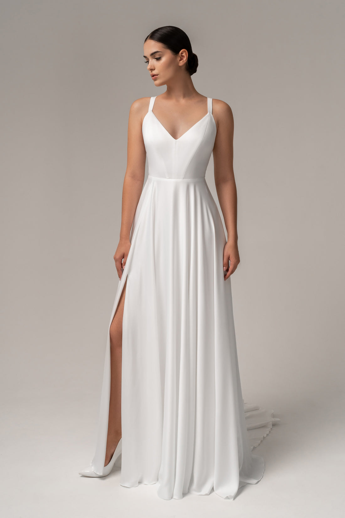 Silk Wedding Dress With Long Train Mia