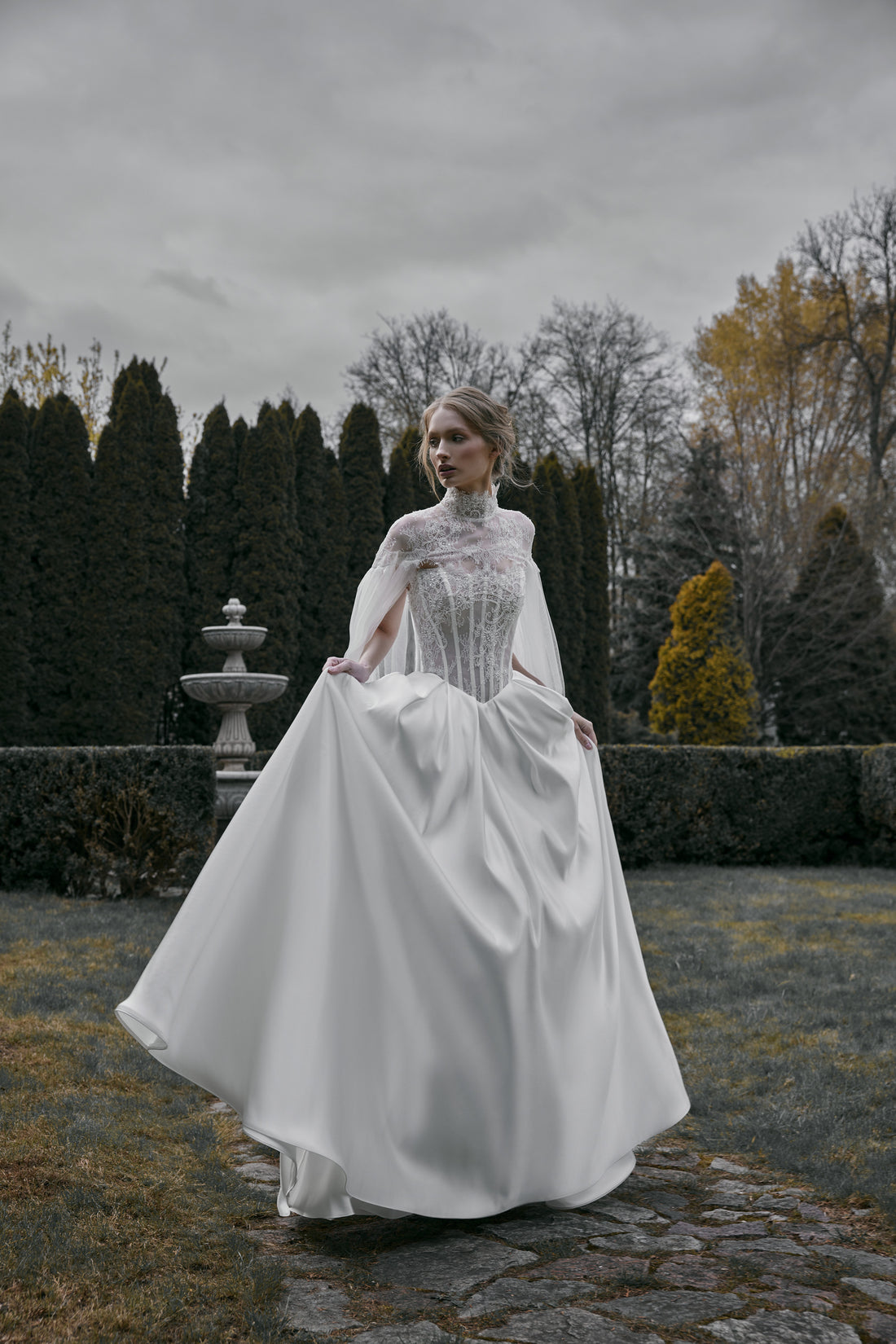Tulle Wedding Cape with Lace Detail | Bridal Cover Up Evelyn