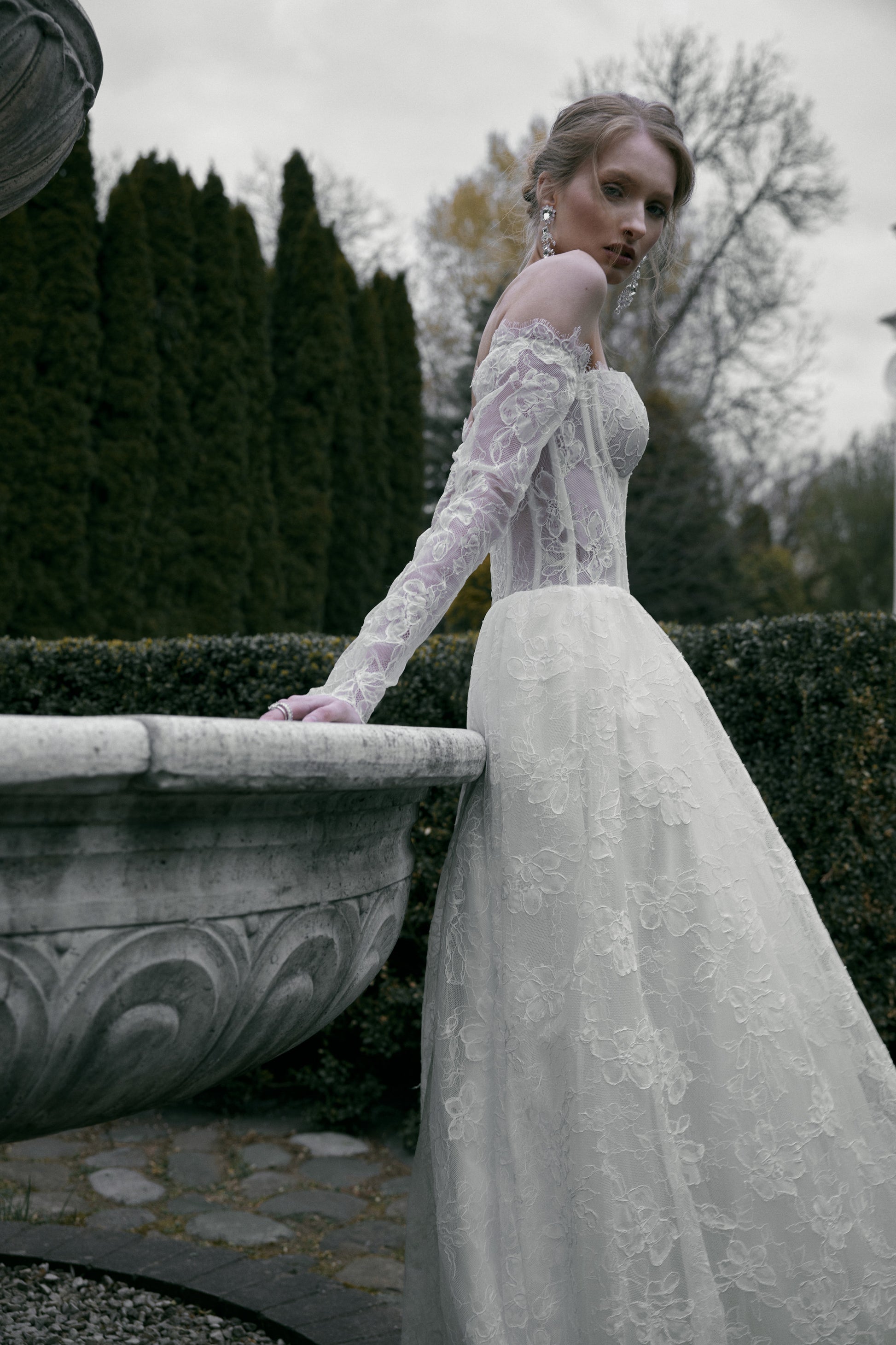 lace and tulle long sleeve ball gown wedding dress Long Sleeve Illusion Embroidered Tulle Ballgown missy / 18 / White