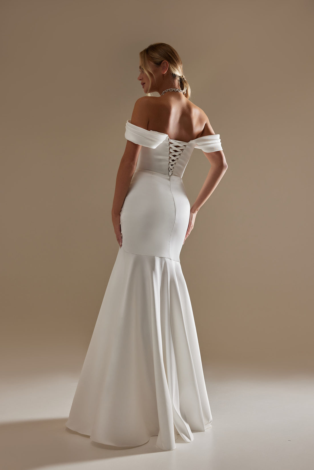 Fit & Flare Mikado Off-The-Shoulder Wedding Dress Charlize