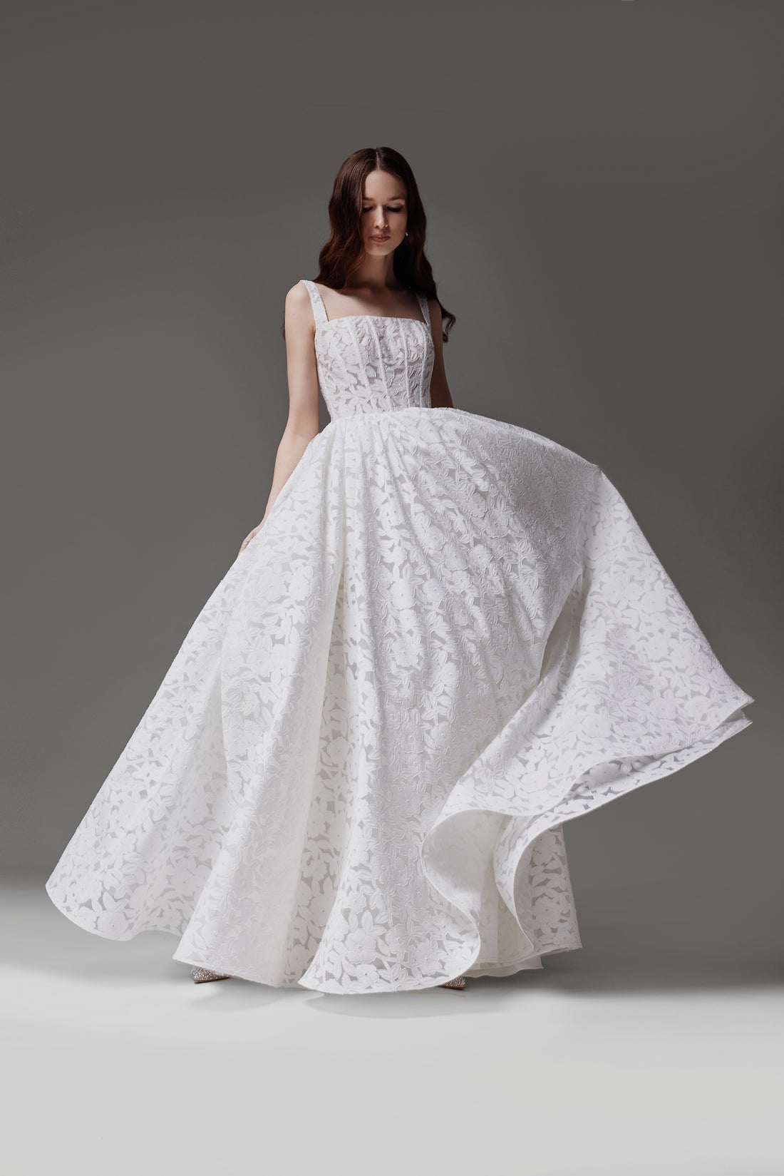 Modern Square Neck A-line Wedding Dress Ruta