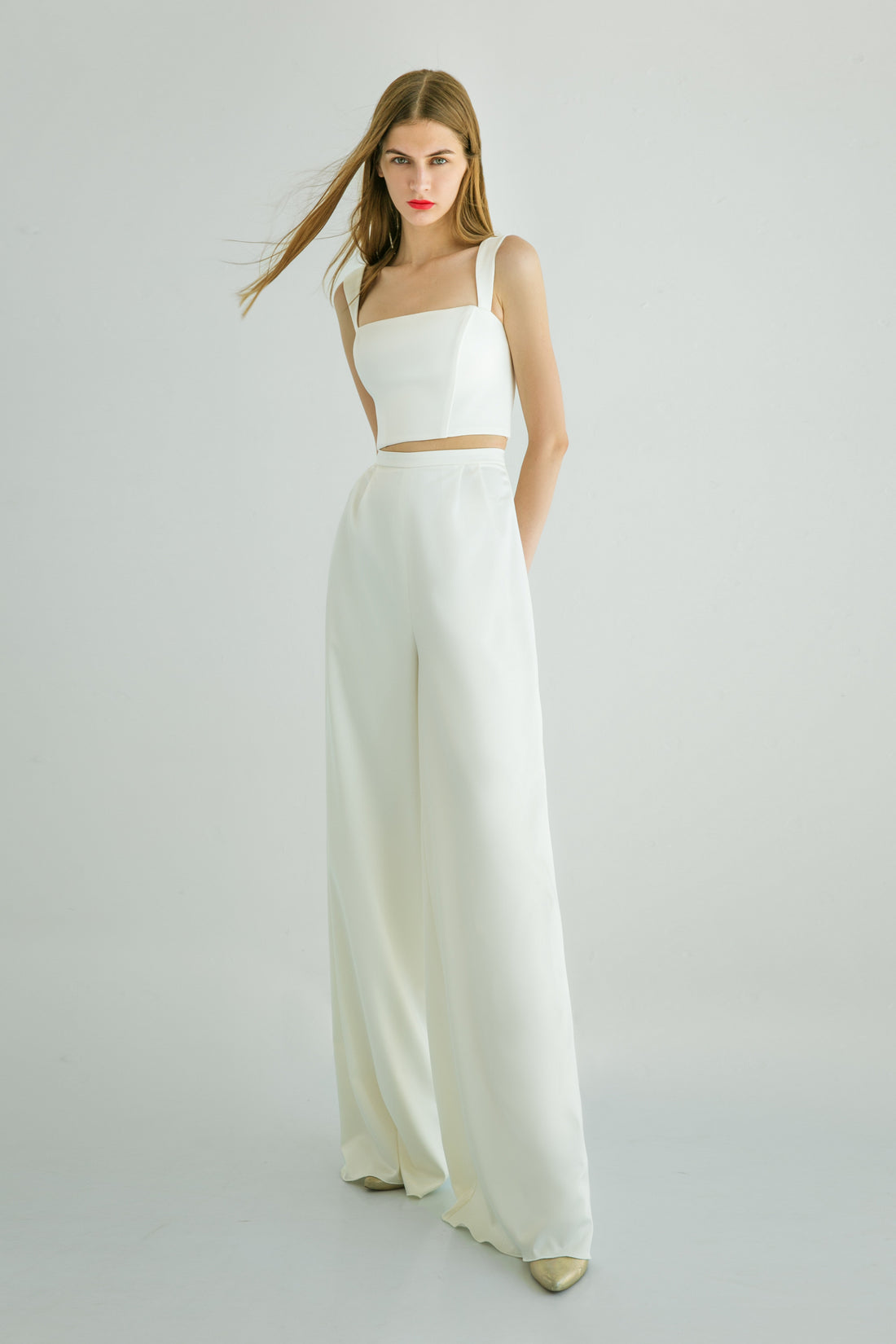 Bridal Satin Palazzo Pants With Pockets Pants Andrea