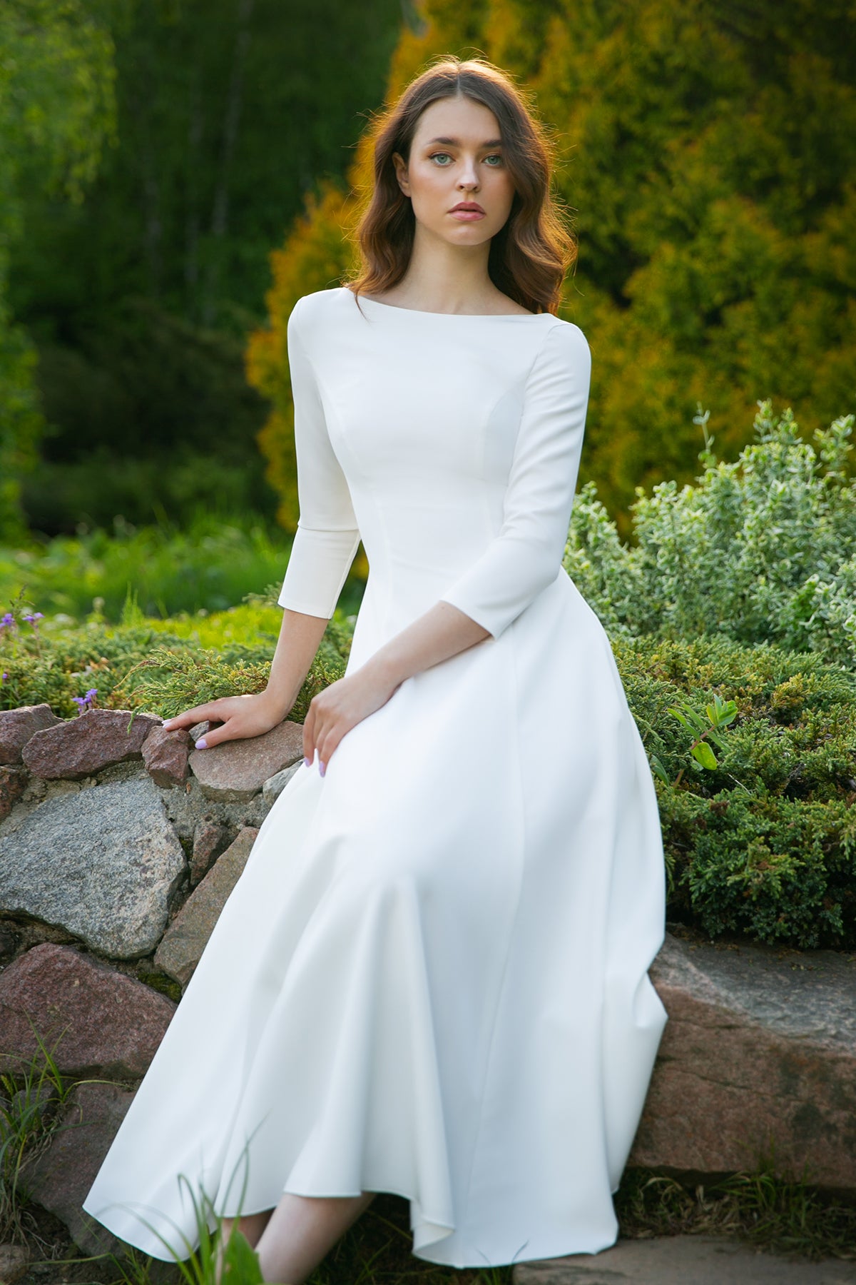 Modest Crepe Civil Wedding Dress Stacy