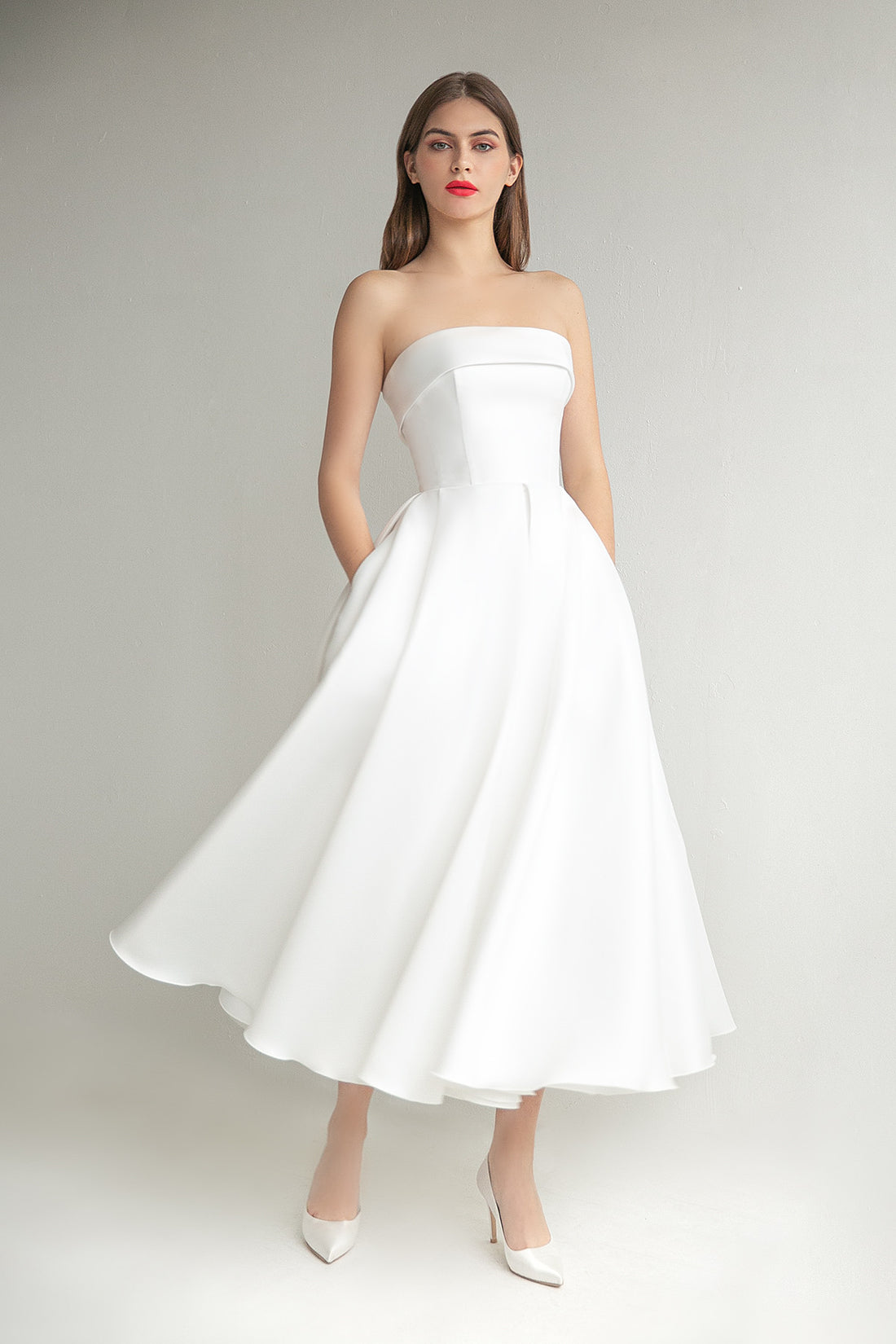 Strapless A-line Mikado Wedding Dress Sophie midi