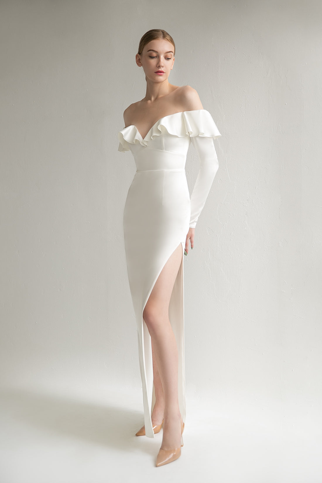 Sexy Wedding Dress With Long Sleeves Celine