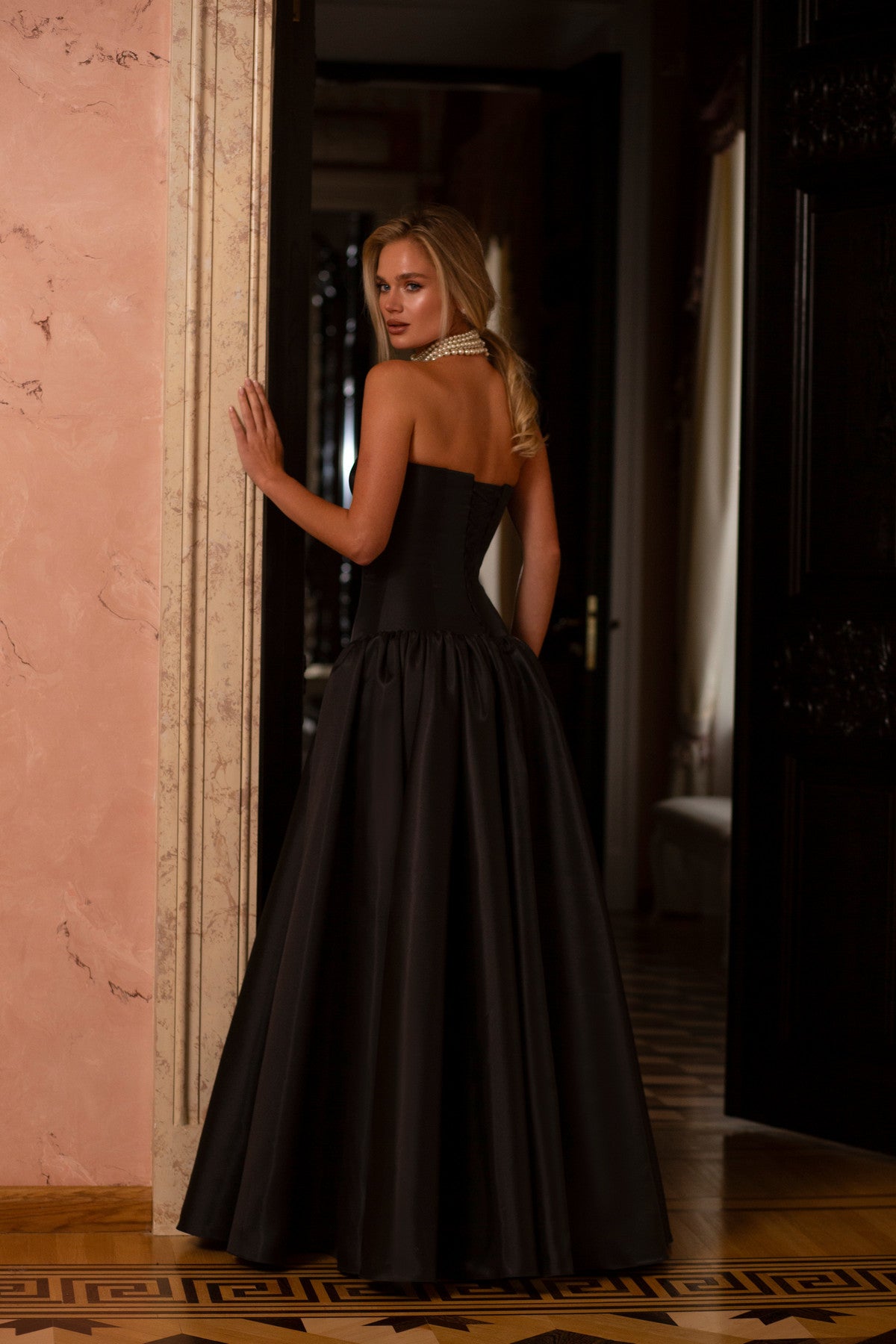 Strapless Drop Waist Satin Gown Francesca | Black Wedding Dress Custom (14-18 US, 46-50 EU) / Blue Strapless Drop Waist Satin Gown Francesca | Black Wedding Dress Custom (14-18 US, 46-50 EU) / Blue