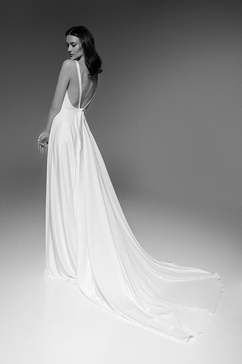 Silk Wedding Dress With Long Train Mia