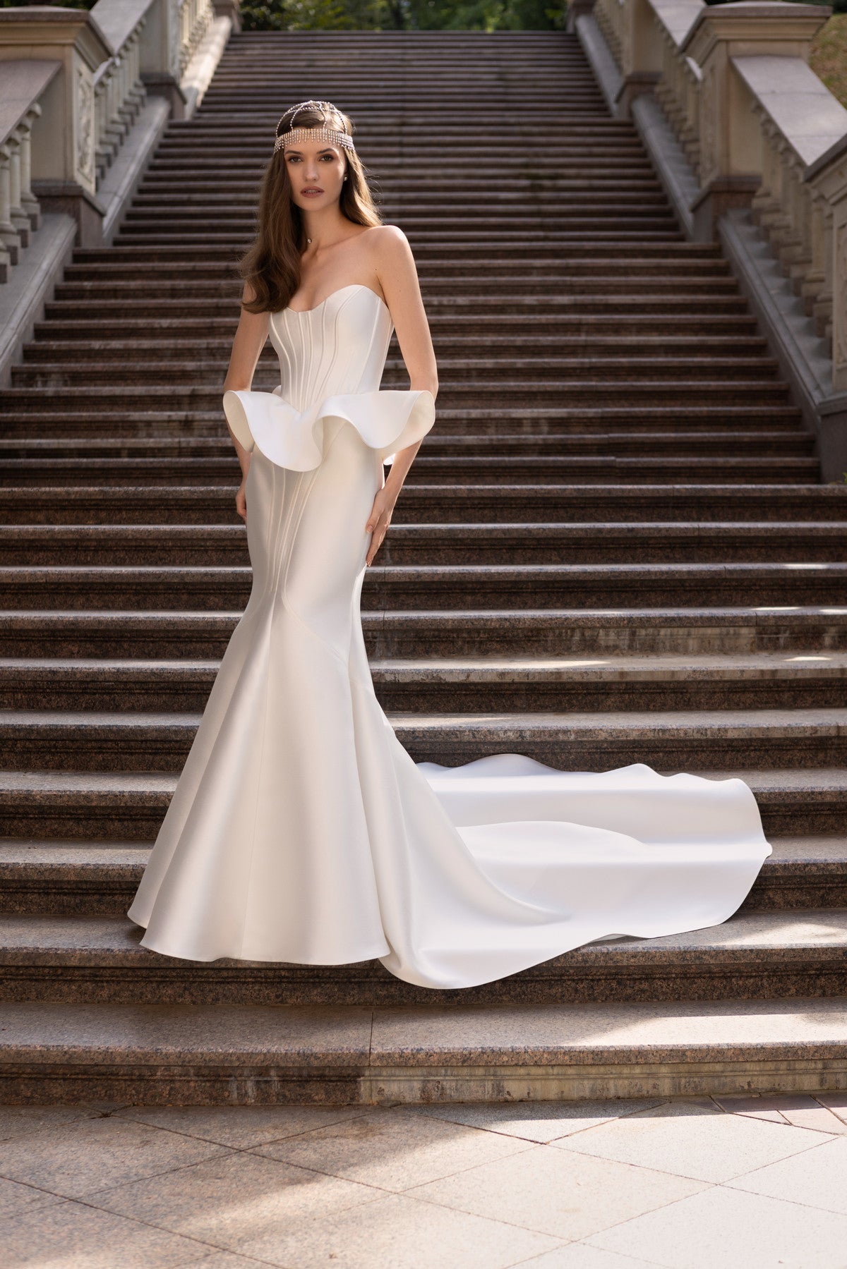 wedding dress with peplum skirt Fit and Flare Wedding Dress