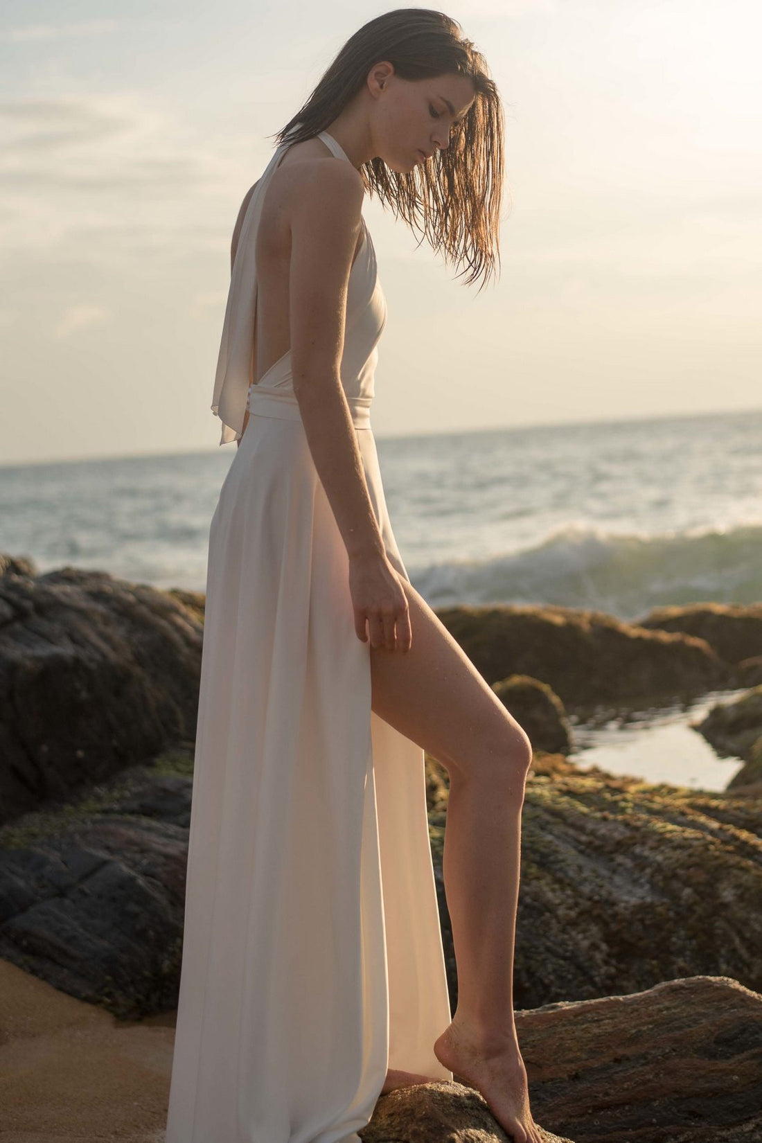 Silk Maxi Wedding Dress With Halter Neck Mary