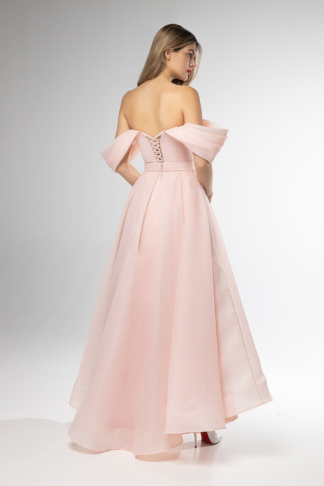 Off-shoulder Cocktail Corset Evening Dress Romilda With Asymmetric Skirt