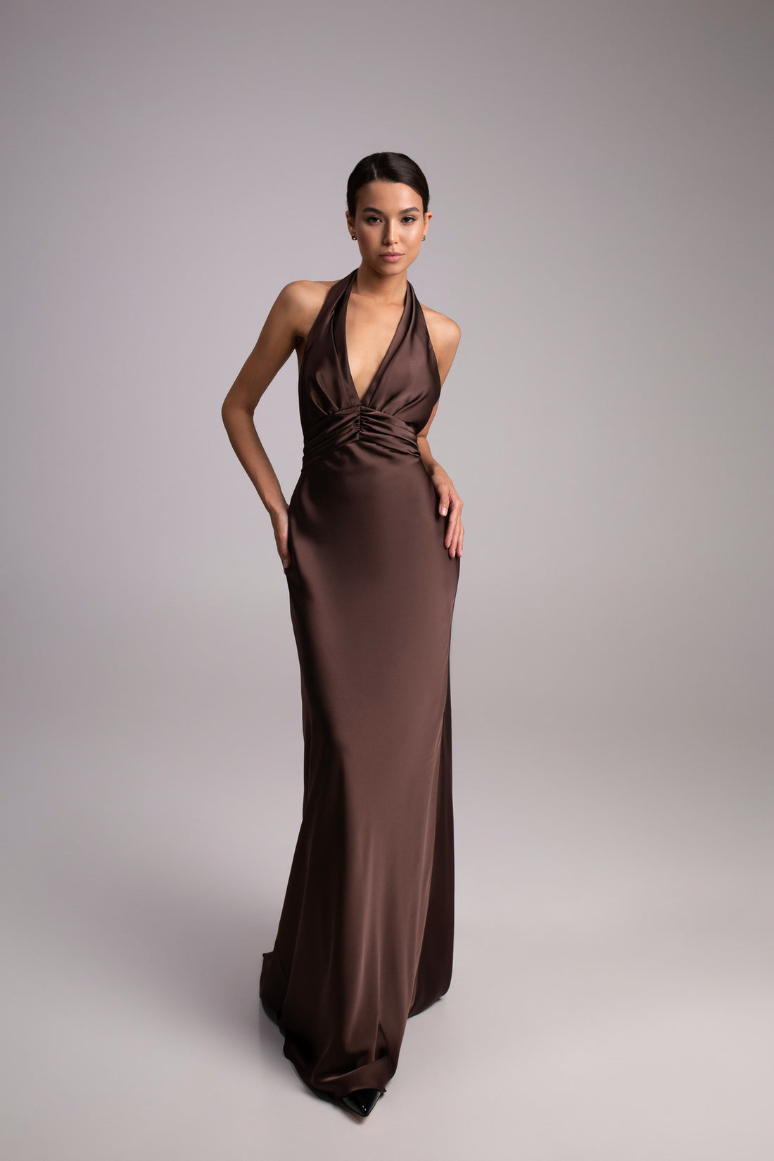 Elegant Long Satin Reception Dress Athena