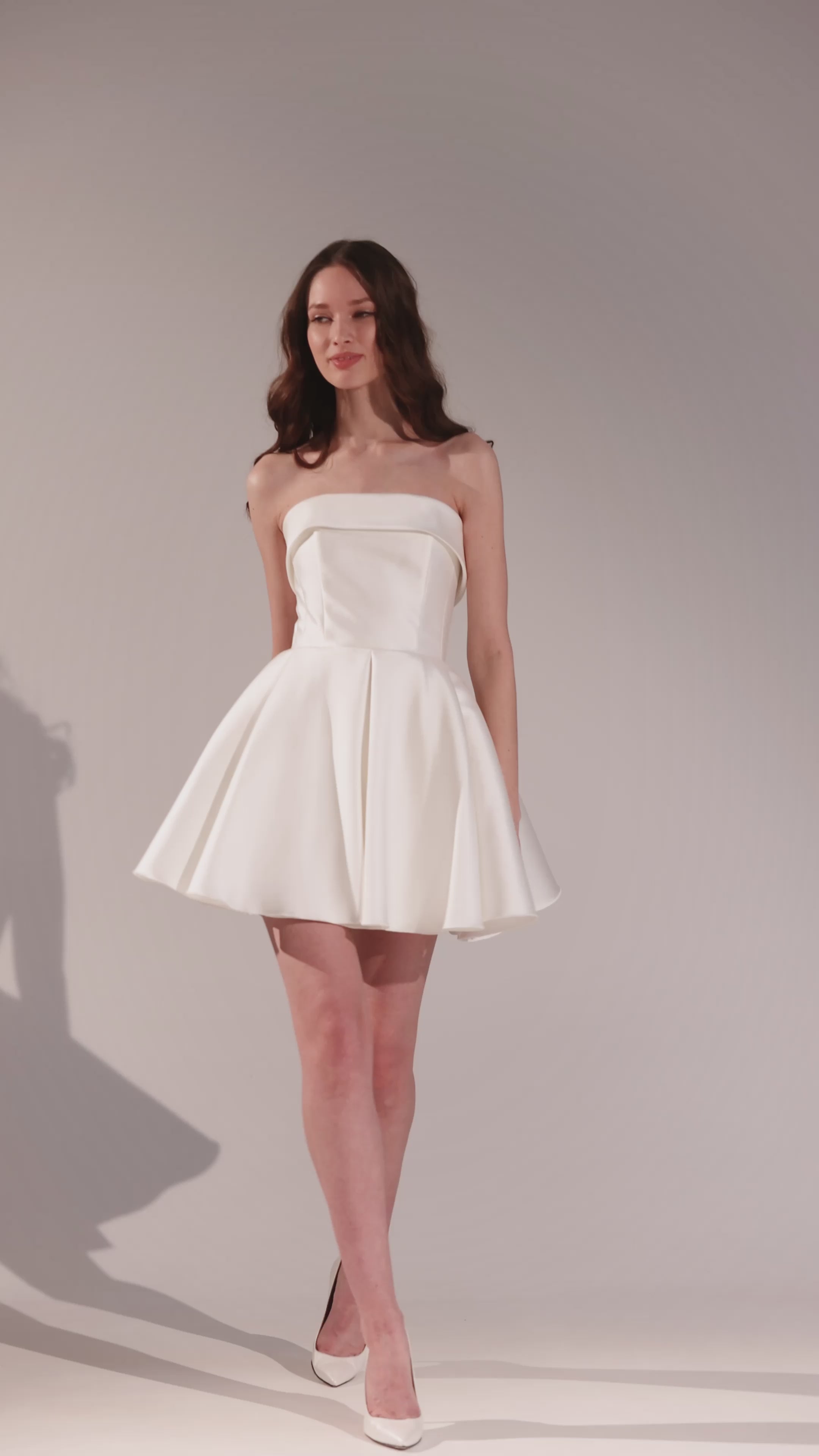 Davis bridal シフォンショートミニボレロ　XS 白　シースルー Strapless Short Mikado Cocktail Wedding Dress Sophie mini