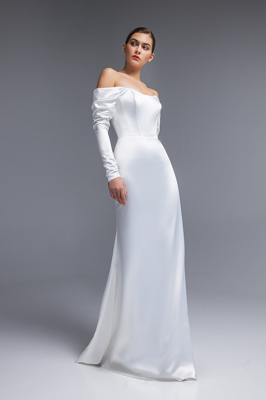 Satin Off-The-Shoulder Wedding Dress Nanna