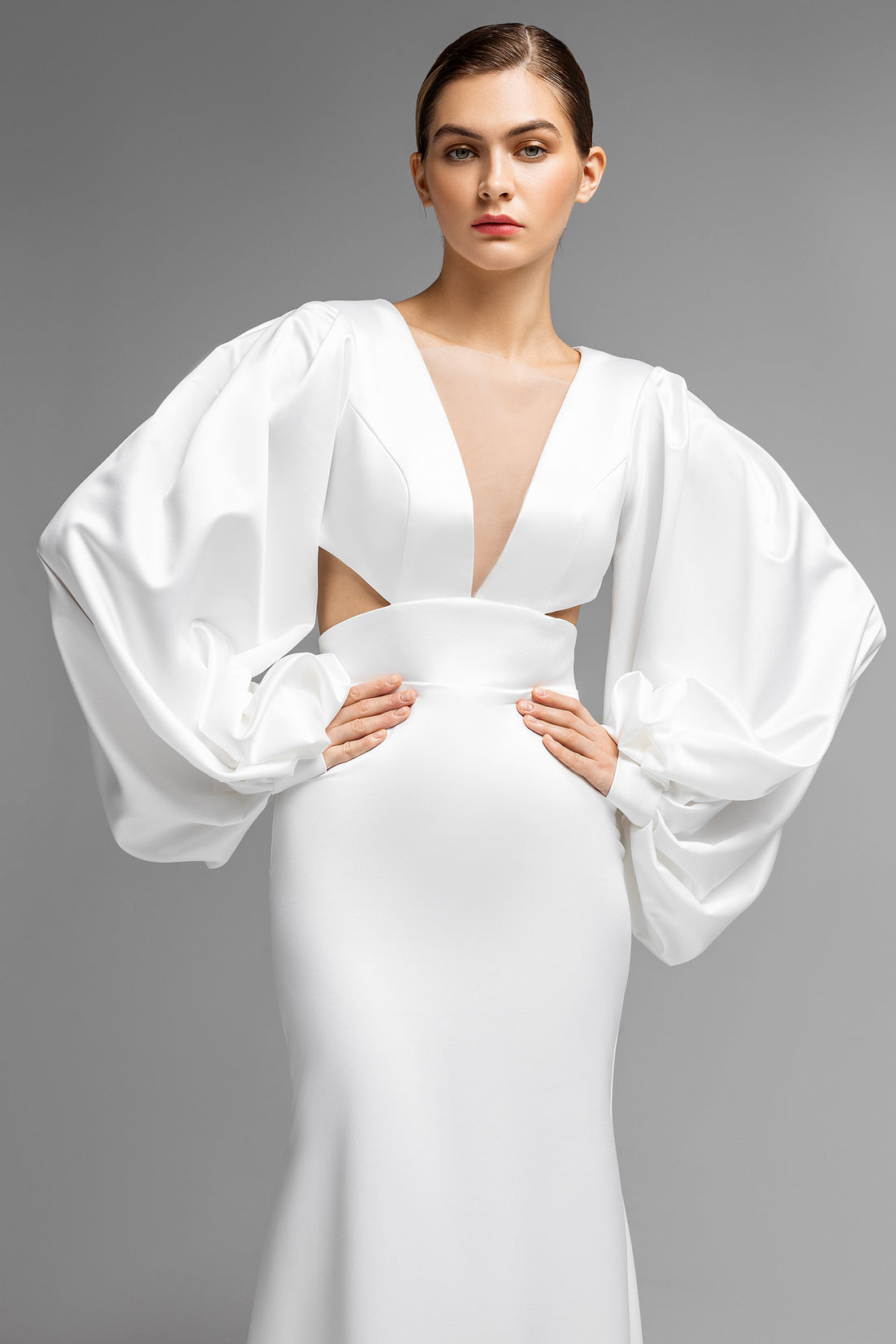 Satin Mermaid Wedding Dress With Long Sleeves Hannah