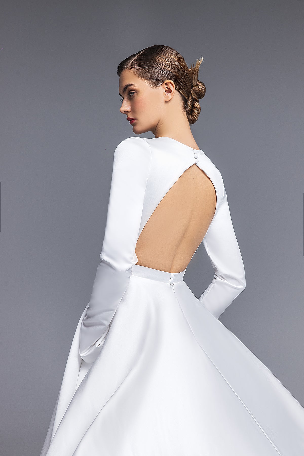 long sleeve plunging neckline wedding dress Long Sleeve Plunge Wedding Dress Long Sleeve Plunging V-neck Crepe Wedding Dress Bridal Australia