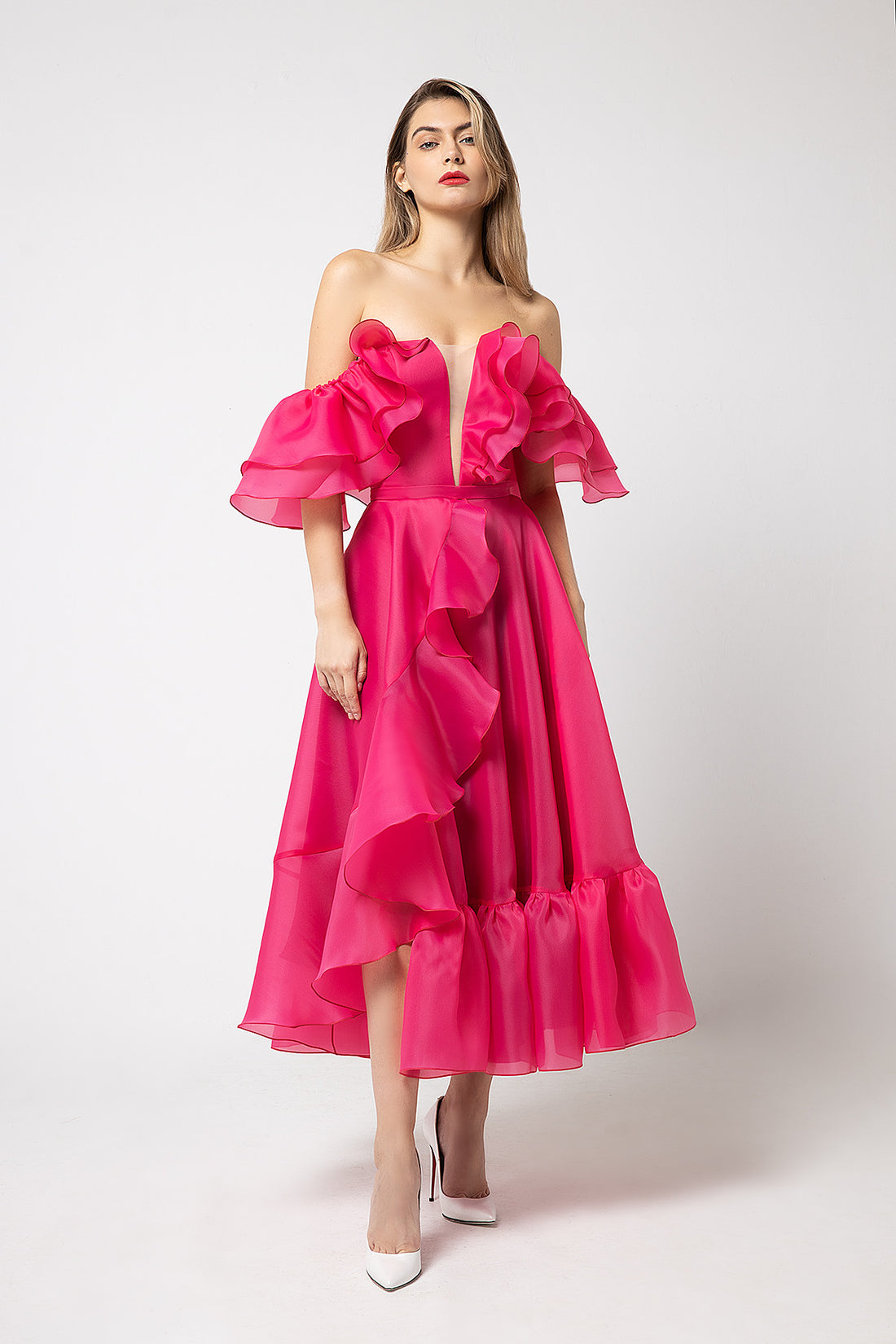 Off-Shoulder Ruffled Organza Maxi Dress Stefania